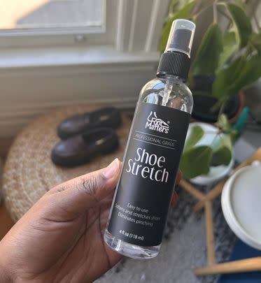 A shoe stretch spray to soften and stretch tight-fitting shoes as you walk in them