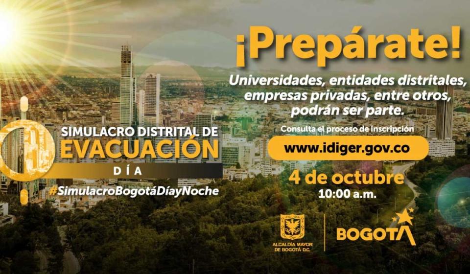 Participe en el Simulacro Distrital de Evacuación el miércoles. Imagen tomada de la Alcaldía de Bogotá.