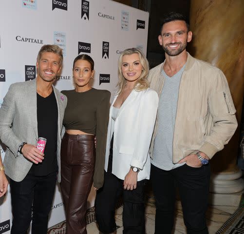 <p> Jamie McCarthy/Getty</p> 'Summer House' stars (from left) Kyle Cooke, Amanda Batula, Lindsay Hubbard and Carl Radke