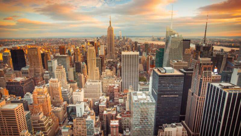 An aerial view of New York City