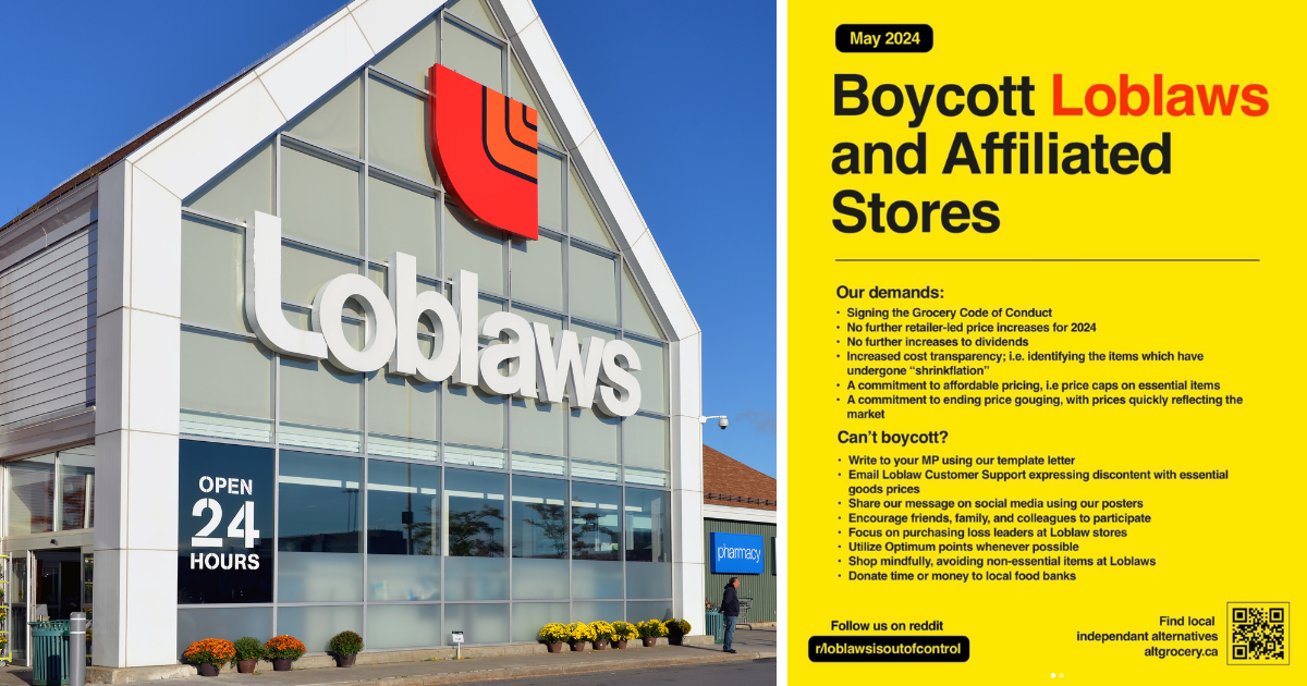 A Reddit group with 58,000 members has organized a boycott of Loblaw and its affiliated stores in hopes of pressuring the grocery giant to slash its prices and sign the grocery code of conduct. 