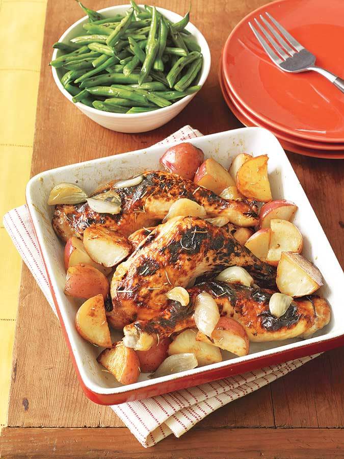 Roasted Chicken with Potatoes and Shallots