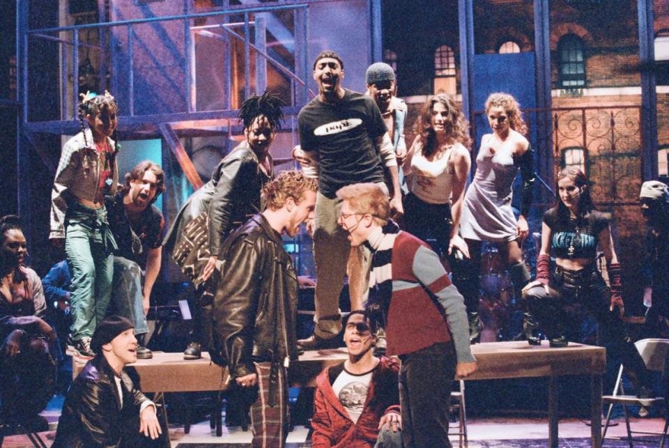 <div class="inline-image__title">159640414</div> <div class="inline-image__caption"><p>The cast of <em>Rent</em> performs on Nov. 11, 1996.</p></div> <div class="inline-image__credit">Margaret Norton/NBCU Photo Bank/NBCUniversal via Getty Images</div>