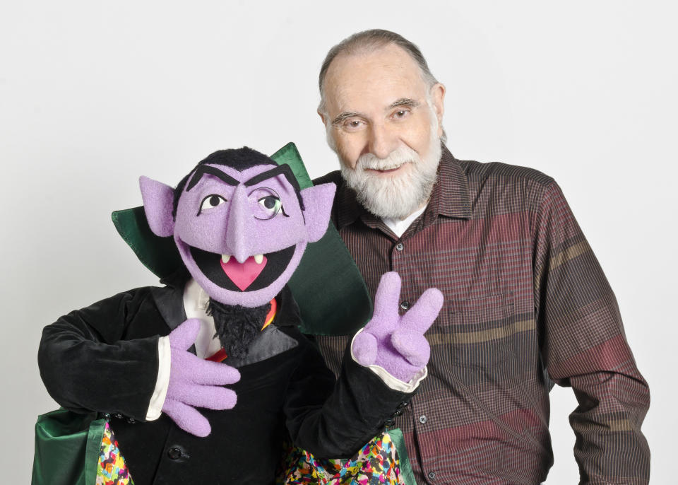 "Sesame Street" puppeteer Jerry Nelson, shown here with "Sesame Street" character Count von Count in New York in June 2012, died at age 78 on Aug. 23, 2012, in Massachusetts after battling emphysema.