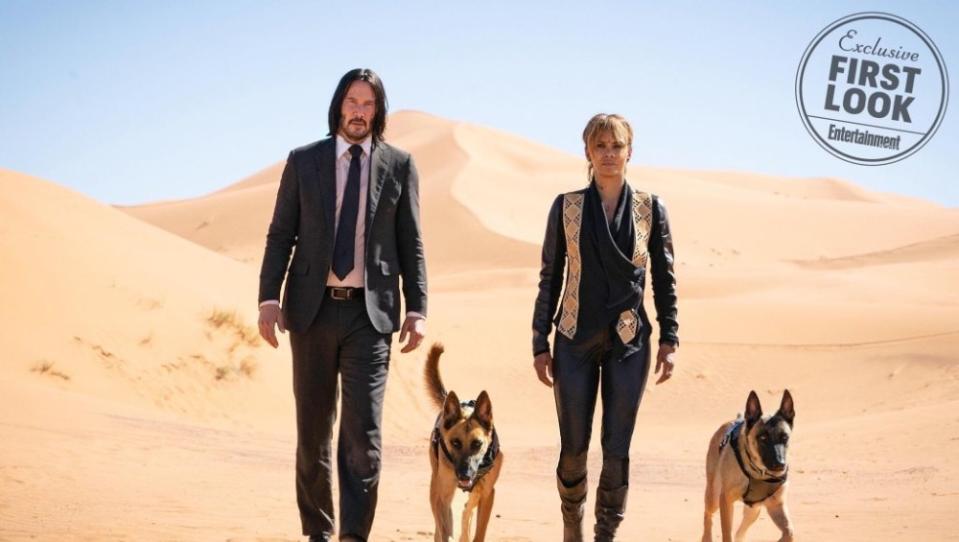 Keanu Reeves and John Wick 3 co-star Halle Berry (Credit: Lionsgate/Entertainment Weekly)