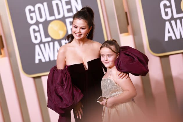 Selena Gomez and Gracie Elliot Teefey attend the 80th Annual Golden Globe Awards at The Beverly Hilton hotel in Los Angeles.