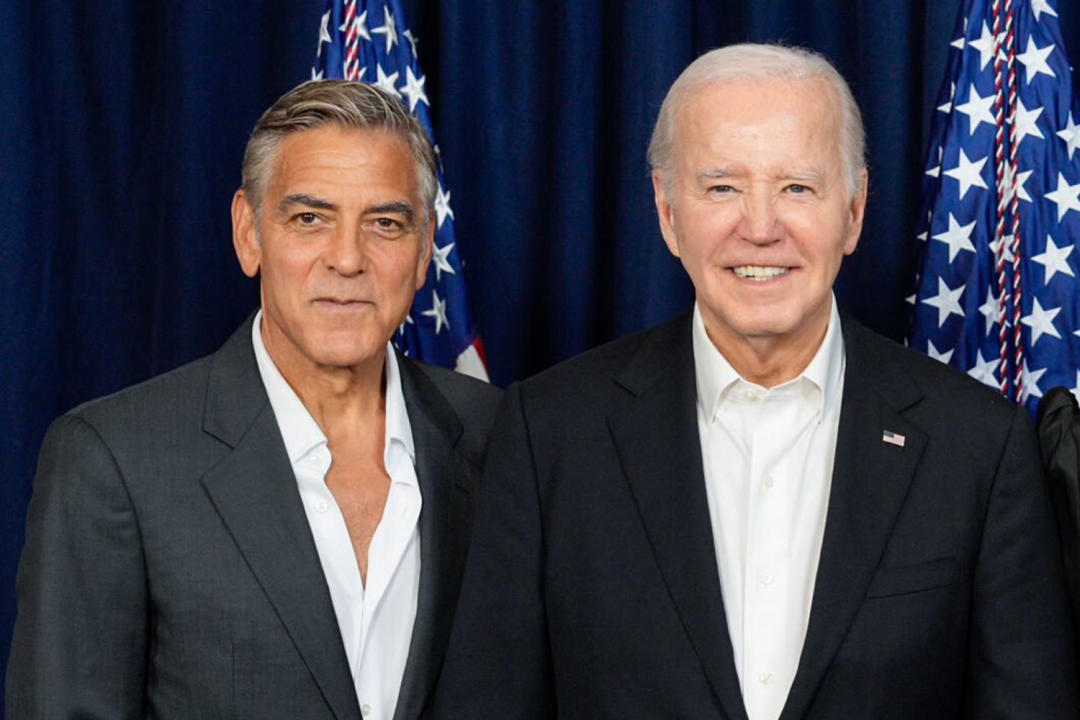 Clooney and Biden at a fundraiser in Los Angeles last month. (Joe Biden via X)