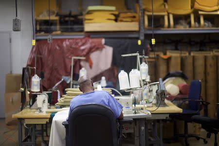 An inmate works in the furniture shop during a media tour of the Curran-Fromhold Correctional Facility in Philadelphia, Pennsylvania, August 7, 2015. REUTERS/Mark Makela