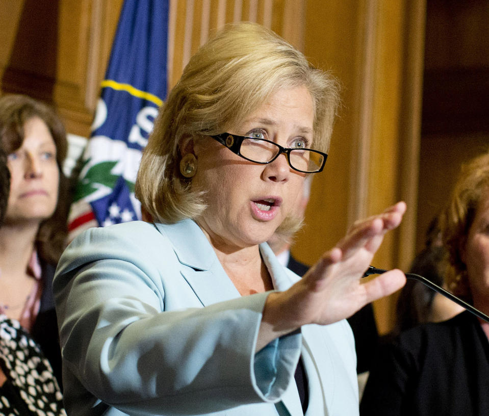 FILE - In this Oct. 3, 2013, file photo Sen. Mary Landrieu, D-La., speaks on Capitol Hill in Washington. Deciding which party controls the U.S. Senate for the final two years of President Barack Obama’s tenure could come down to women _ both the handful who are running in significant races and the moderate female voters who often tip close elections. (AP Photo/ Evan Vucci, File)