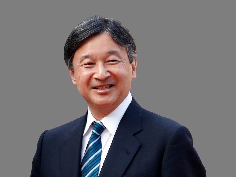 Crown Prince Naruhito of Japan, graphic element on gray