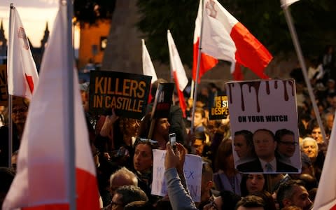 A national protest in Valletta calling for prime minister Joseph Muscat to resign immediately - Credit: Darrin Zammit Lupi/Reuters