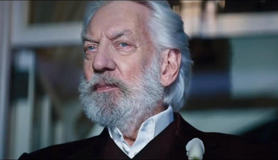 Donald Sutherland as President Snow in The Hunger Games (Credit: Lionsgate)