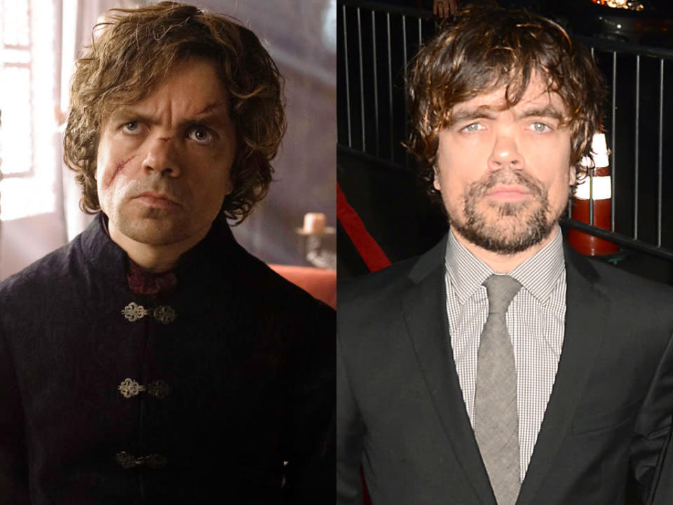 <b>Peter Dinklage (Tyrion Lannister)<br><br></b>As Hand of the King, Tyrion is a clean-shaven imp (and now sporting a massive scar across his face), but Emmy winner Peter Dinklage prefers to sport a little goatee stubble on the red carpet.