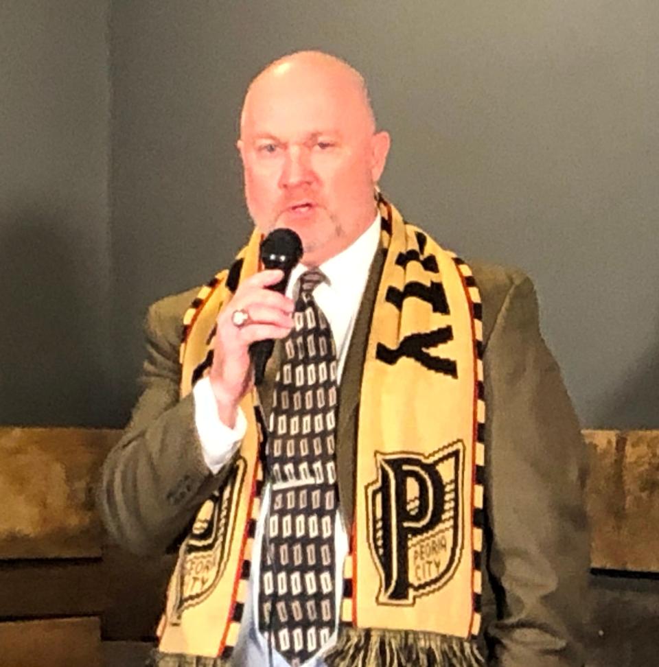 Longtime Bradley sports administration exec Bobby Parker talks about his fondest memories on the Hilltop on Wednesday, Feb. 15, 2024, as he moves on to become COO of the Peoria City soccer team and launch his own event and entertainment company.