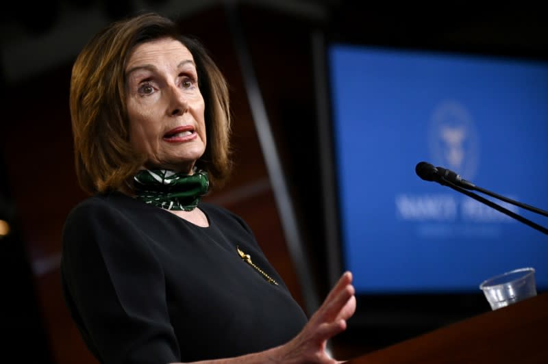 FILE PHOTO: House Speaker Pelosi holds her weekly news conference with Capitol Hill reporters in Washington