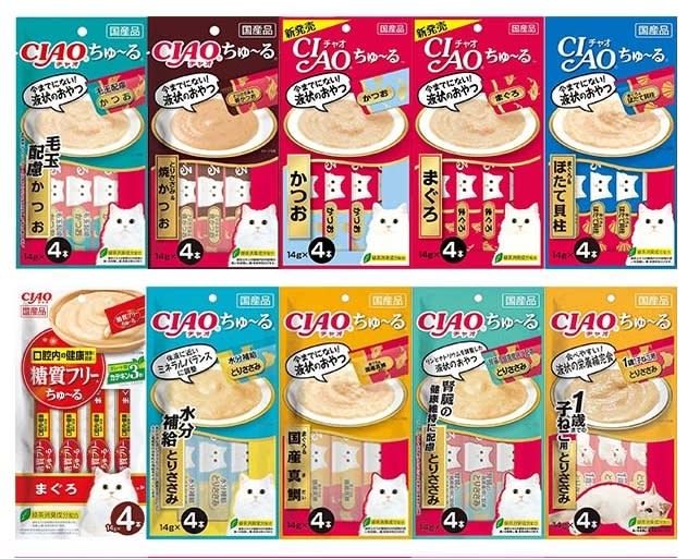 【日本CIAO】啾嚕貓肉泥4入*12組，購買第二件再贈寵物零食，特價714元。（圖取自Yahoo奇摩購物中心）