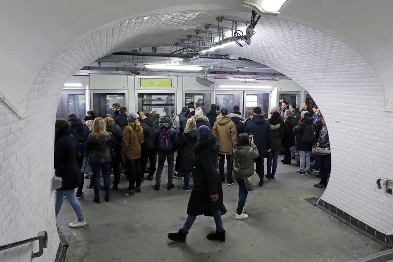 Seventh day of strike by all unions of the Paris transport network and French SNCF workers, in Paris