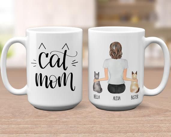 5) Custom Cat Mom Mug