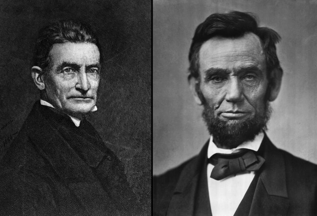 Abolitionist John Brown, left, and President Abraham Lincoln, right, were both moral crusaders. <a href="https://www.gettyimages.com/detail/news-photo/portrait-of-american-president-abraham-lincoln-mid-19th-news-photo/145890325?adppopup=true" rel="nofollow noopener" target="_blank" data-ylk="slk:Hulton Archive/Getty Images & Stock Montage/Getty Images;elm:context_link;itc:0;sec:content-canvas" class="link ">Hulton Archive/Getty Images & Stock Montage/Getty Images</a>