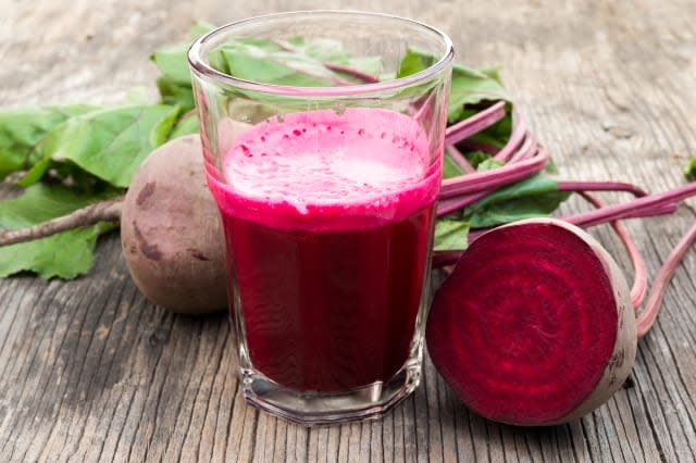 Beetroot juice and fresh beetroot