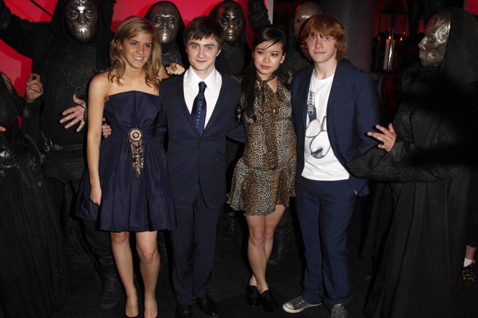 london july 03 emma watson, daniel radcliffe, katie leung and rupert grint attend the after party following the european premiere of harry potter and the order of the phoenix at the old billingsgate market on july 3, 2007 in london, england photo by jon furnisswireimage 