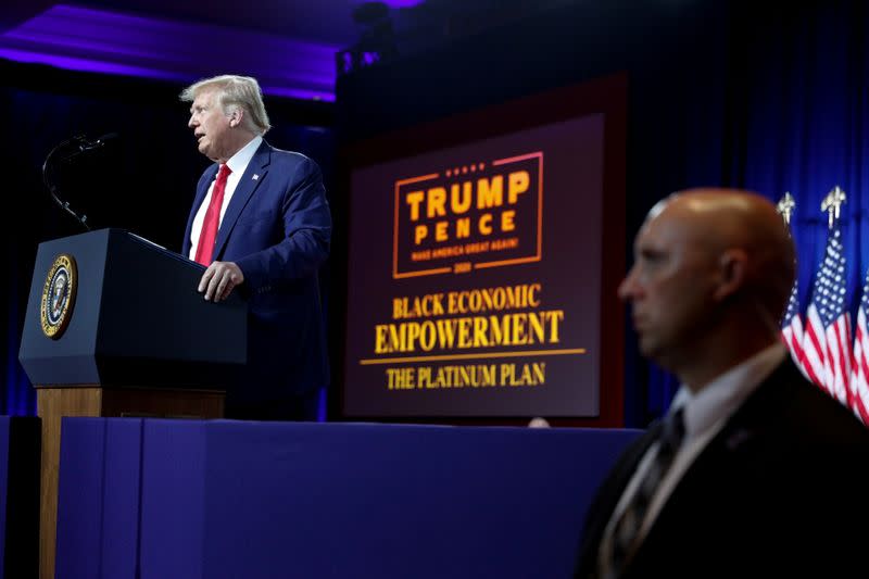 President Trump delivers remarks on Black Economic Empowerment during an event at the Cobb Galleria Centre in Atlanta