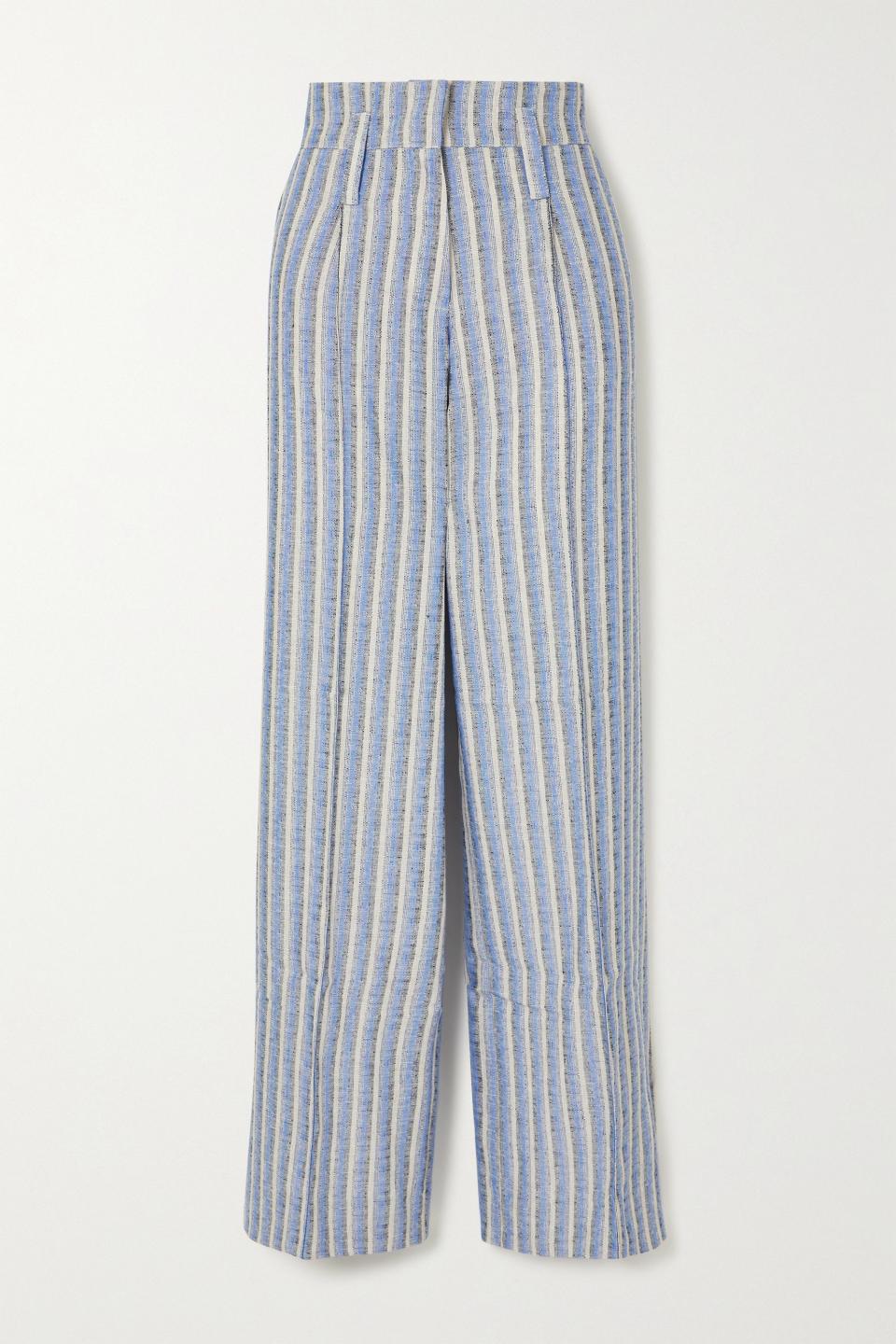 16) Maria Striped Jacquard Wide-Leg Pants