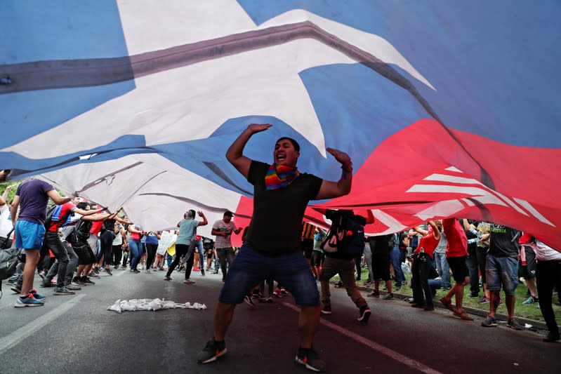 Protest against Chile's state economic model in Santiago