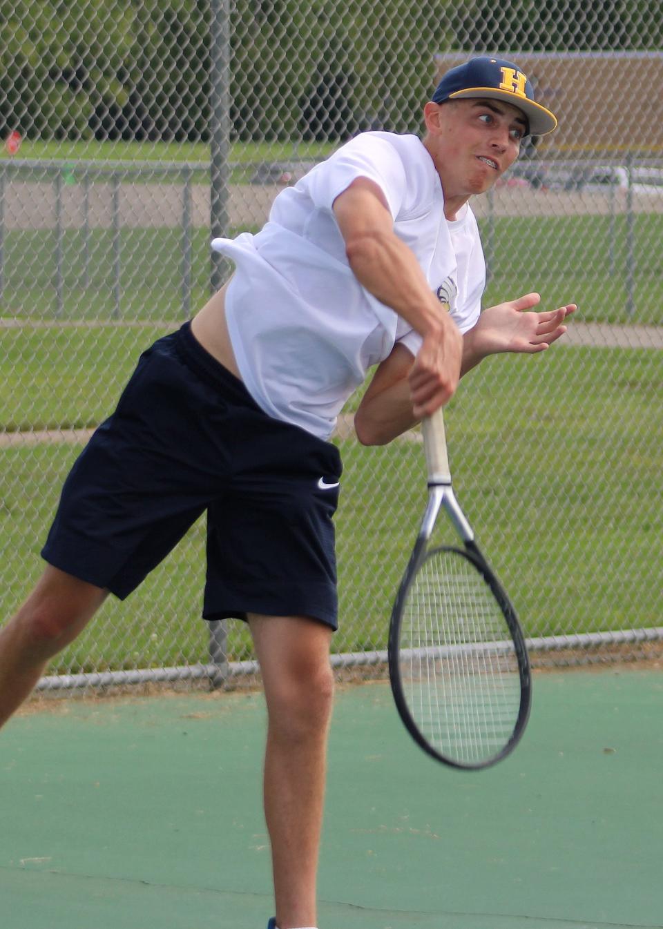Hartland's Payton Bell was 2-1 at No. 1 singles in the season-opening Livingston County tennis quad on Monday, Aug. 15, 2022 at Fowlerville.