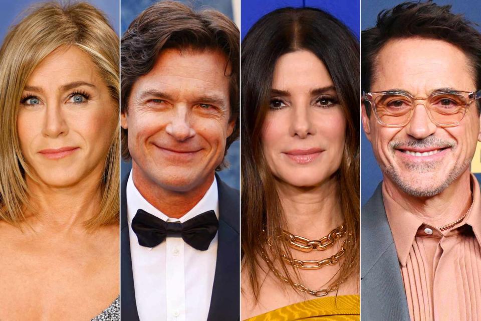 <p>Frazer Harrison/Getty; MICHAEL TRAN/AFP via Getty; Kevork Djansezian/NBC/NBCU Photo Bank via Getty; Gilbert Flores/Variety via Getty</p> Jennifer Aniston, Jason Bateman, Sandra Bullock, Robert Downey Jr.