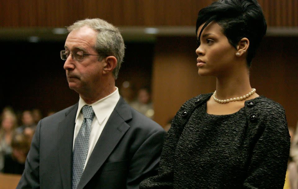 Here, Rihanna is pictured at the hearing. Source: Getty