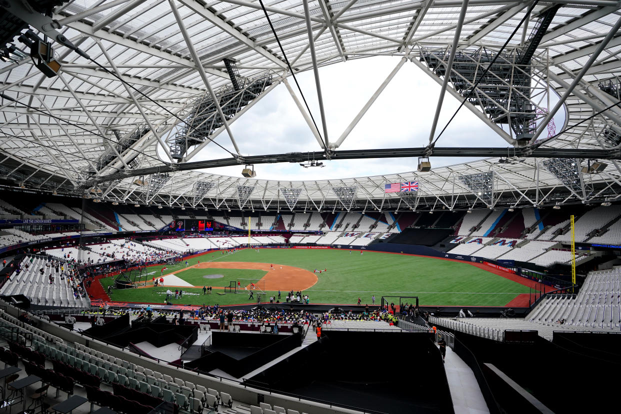 A view of the field ahead of the MLB London Series a London Stadium. (Photo by Zac Goodwin/PA Images via Getty Images)