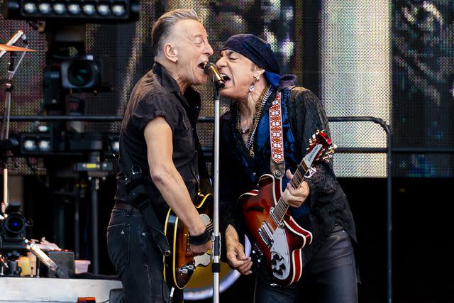 <p>Euan Cherry/Getty Images</p> Bruce Springsteen and Steven Van Zandt performing in Scotland in May 2023