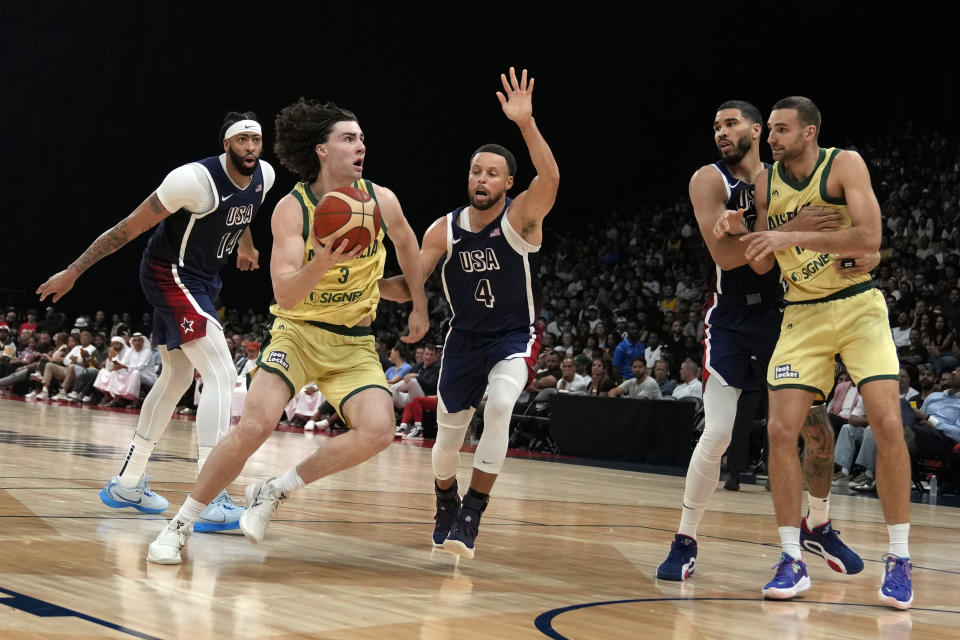 US men's basketball team builds big lead then holds off Australia for