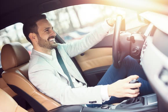 Man driving a car