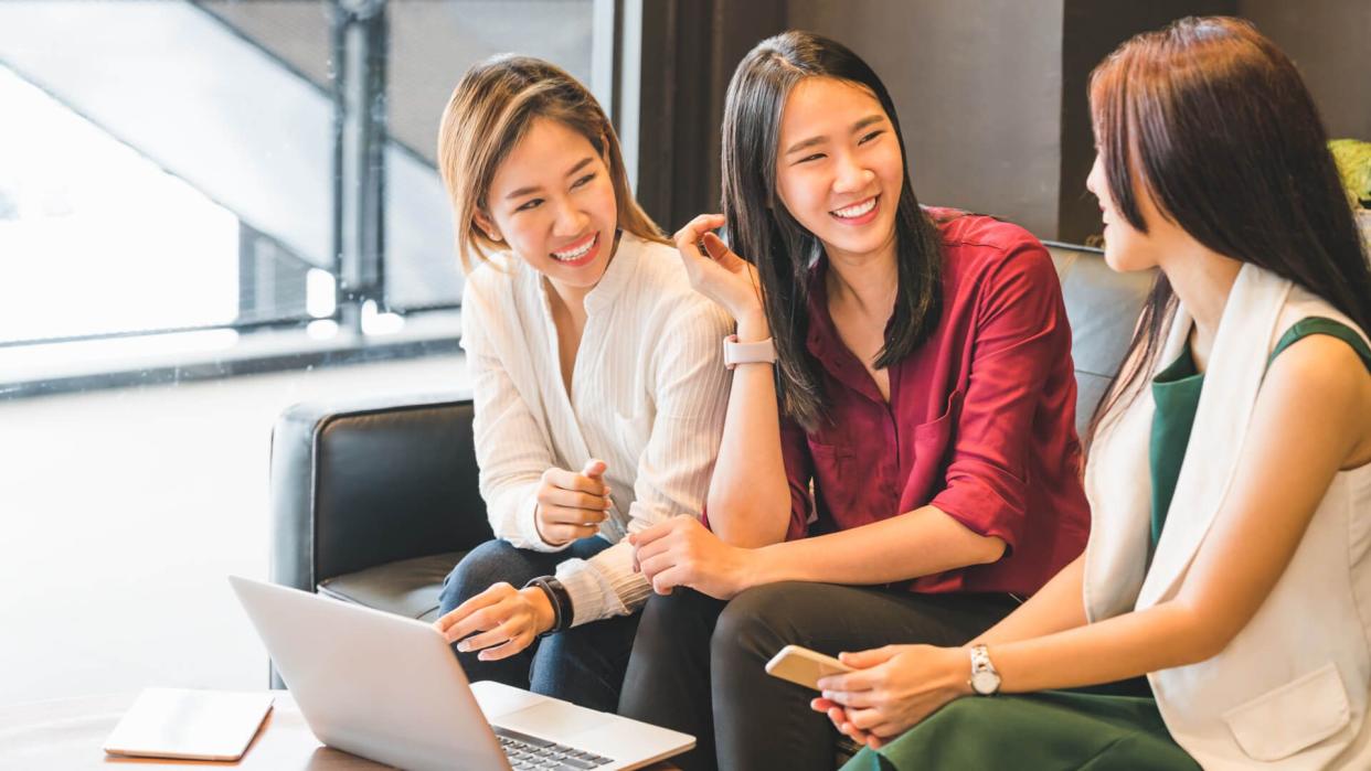 three women chatting