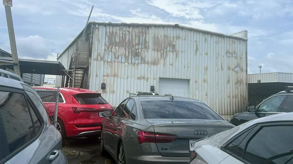 Fire damage at Paulson’s Ferrari dealership in Puerto Rico.