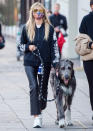 <p>Heidi Klum walks her dog through Berlin, Germany on Thursday.</p>