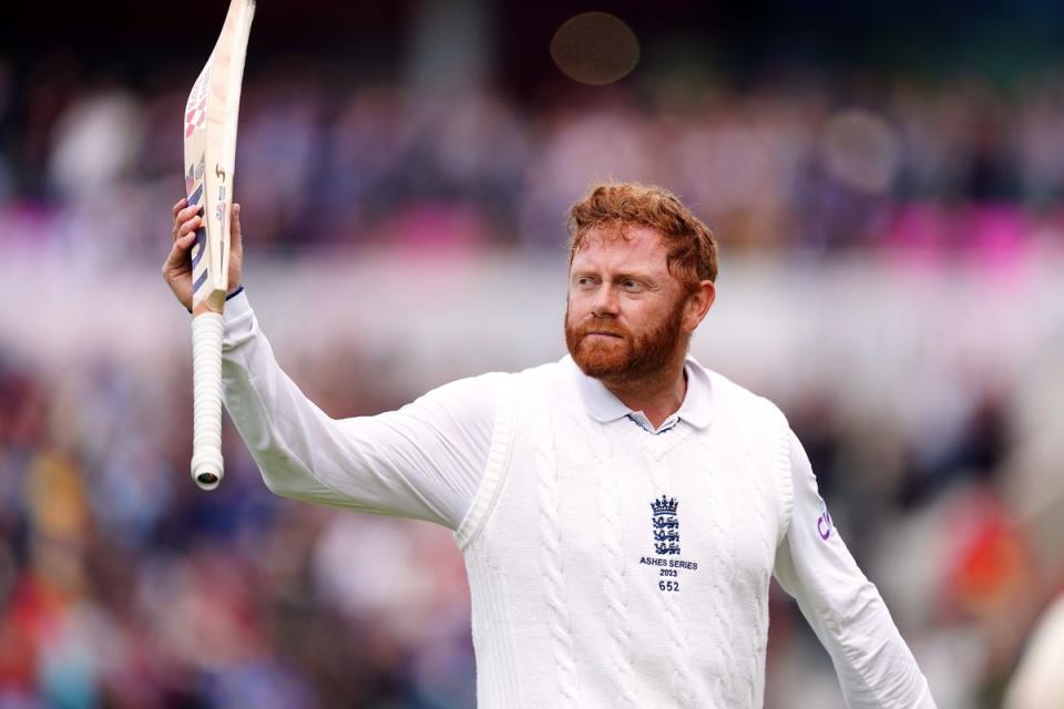 England's Jonny Bairstow acknowledges the crowd as he leaves the pitch 99 not out (PA)