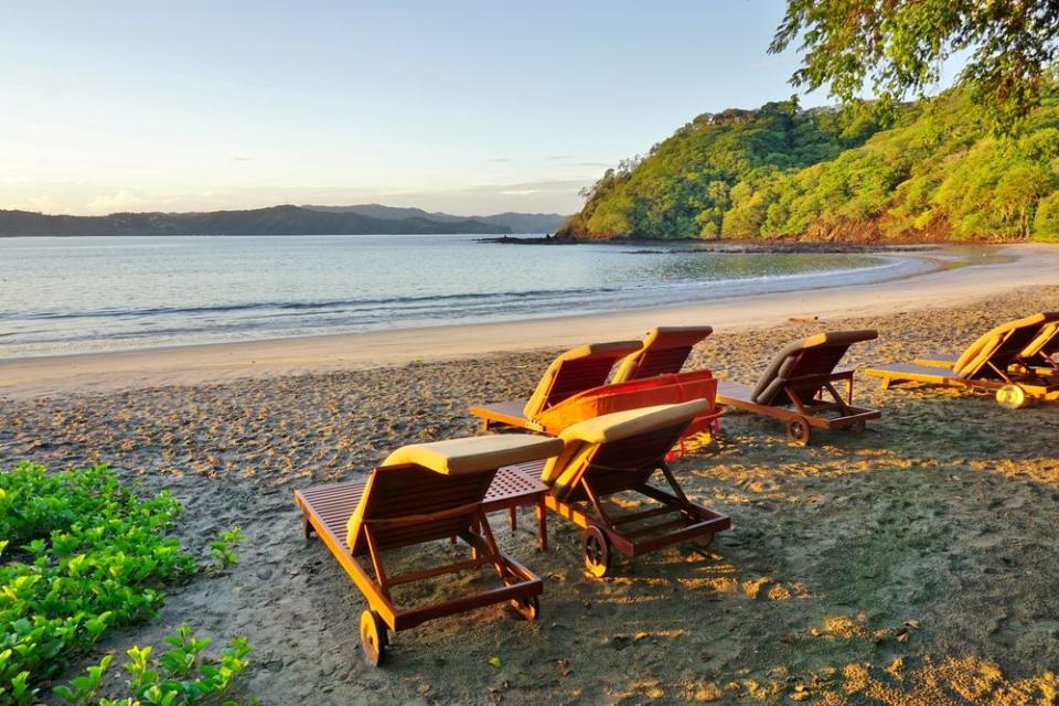 chaise lounges in Playa Brasilito Costa Rica