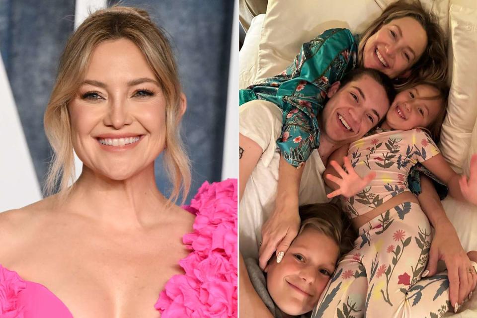 <p>Karwai Tang/WireImage; Kate Hudson/Instagram </p> Kate Hudson, Kate Hudson with her 3 kids.