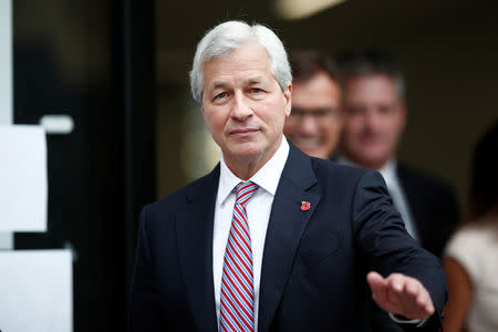 Jamie Dimon, CEO of JPMorgan Chase, leaves after the launching of the Advancing Cities Challenge, in Pantin, a suburb of Paris, France, November 6, 2018. REUTERS/Benoit Tessier