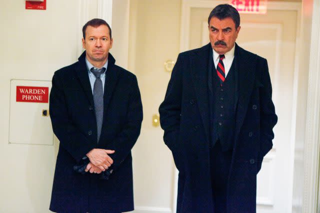 <p>Craig Blankenhorn/CBS via Getty</p> Donnie Wahlberg and Tom Selleck on 'Blue Bloods'