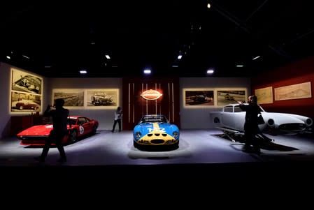 Cars are displayed during the 'Universo Ferrari' exhibition, in Maranello
