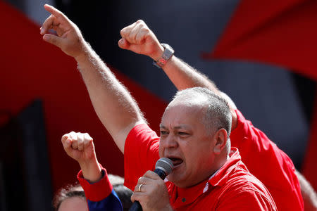 National Constituent Assembly President Diosdado Cabello speaks during a rally in support of Venezuela's President Nicolas Maduro in Caracas, Venezuela August 6, 2018. REUTERS/Marco Bello