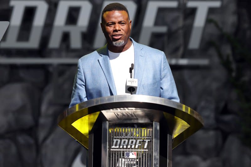 Baseball icon Ken Griffey Jr. will drive a 2024 Chevrolet Corvette E-Ray as the honorary pace car driver at the Indianapolis 500 on Sunday in Indianapolis. File Photo by Aaron Josefczyk/UPI