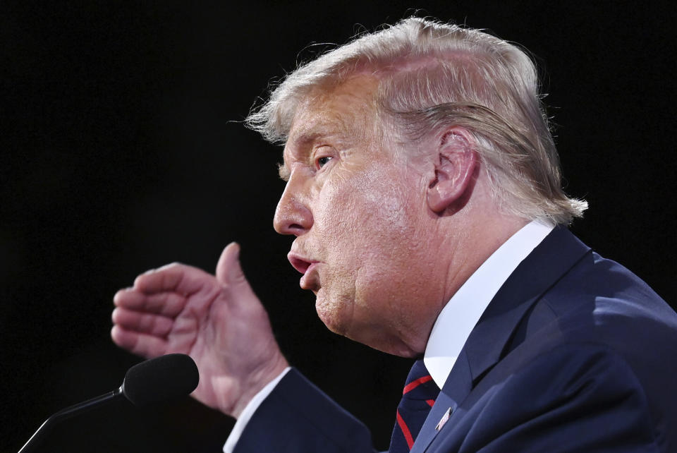 President Donald Trump and Democratic presidential candidate former Vice President Joe Biden participate in the first presidential debate Tuesday, Sept. 29, 2020, at Case Western University and Cleveland Clinic, in Cleveland. (Olivier Douliery/Pool vi AP)