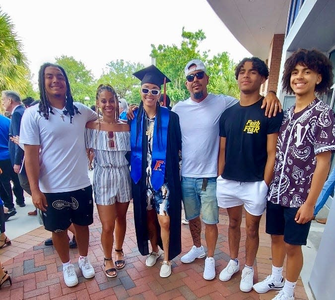 The Correa family at the University of Florida graduation on May 6, 2024. From left-to-right: J.J.; Candace; Leilani; Josh, Isaac; and Zeke.
