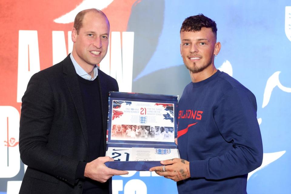 Ben White with Prince William. (The FA via Getty Images)