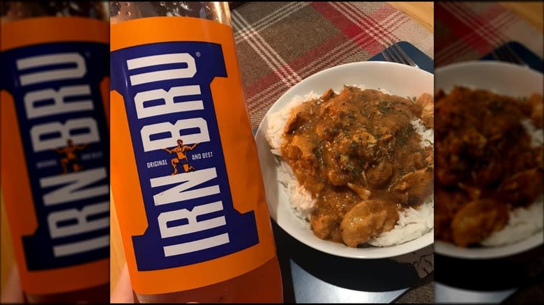 Irn-Bru and chicken on plate